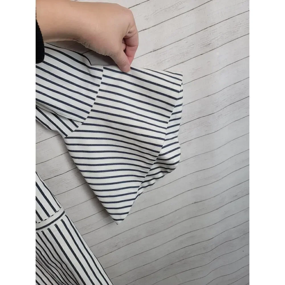 CAbi Ticking Stripe Bell-sleeve Blazer in Black/White, sz 4